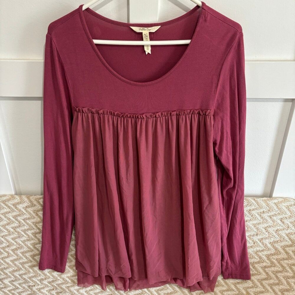 Matilda Jane Women's A New Leaf Top Scoop Neck Long Sleeve Blouse Red Size Small
